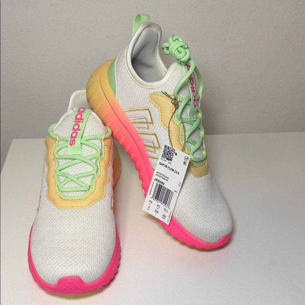 Adidas Kids Sneakers - White, Pink, and Yellow